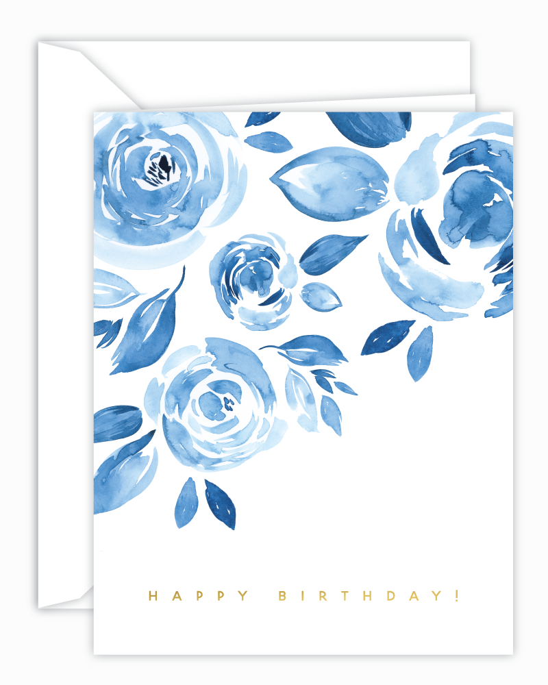 Happy Birthday! Blue Floral Card