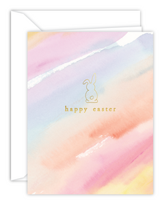 Happy Easter Gold Foil Bunny Watercolor Greeting Card