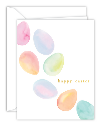 Happy Easter Watercolor Eggs Greeting Card