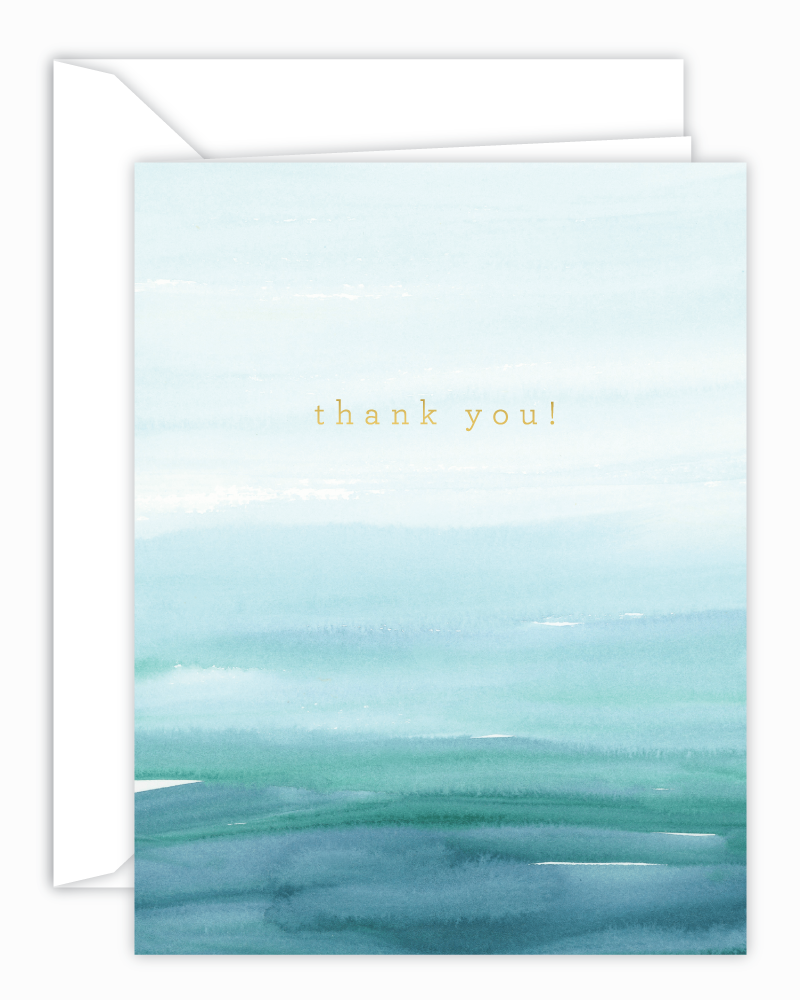 Thank You Teal Watercolor Wash Card