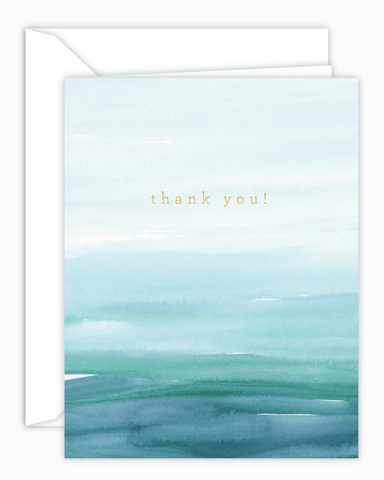 Thank You Teal Watercolor Wash Card