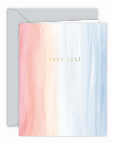 Thank You! Peach and Blue Watercolor Card