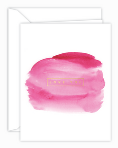 Love You Pink Watercolor Card