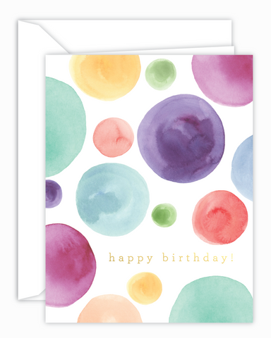 Happy Birthday Watercolor Dots Greeting Card
