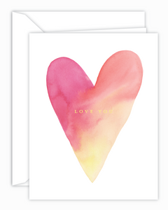 Love You Watercolor Heart Card