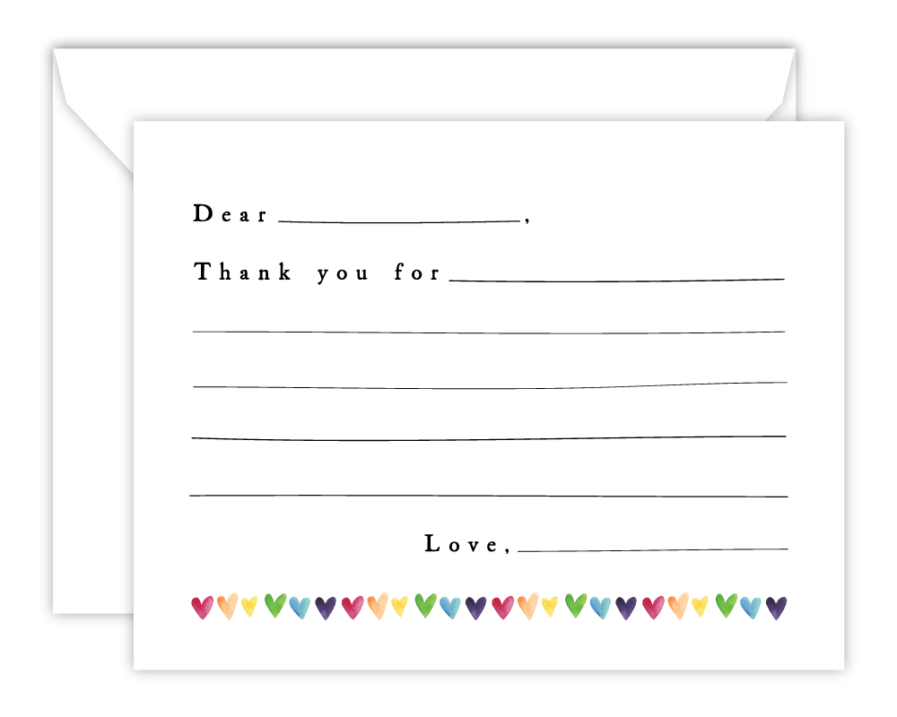 Kid*Notes (Hearts) - Watercolor Flat Note Cards for Children