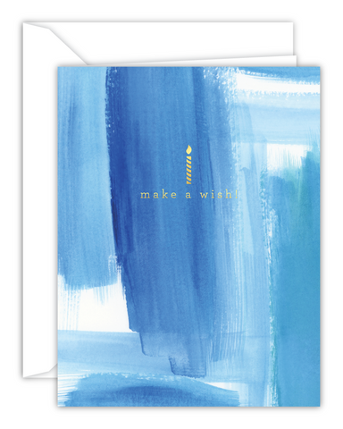 Make A Wish Blue Watercolor Birthday Card