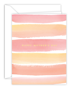 Happy Mother's Day Coral Watercolor Stripes Card