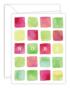 NOEL Watercolor Squares Christmas Card