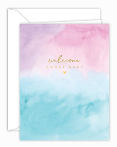 Welcome Sweet Baby Watercolor Card