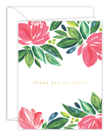 Thank You So Much! Pink Watercolor Floral Card