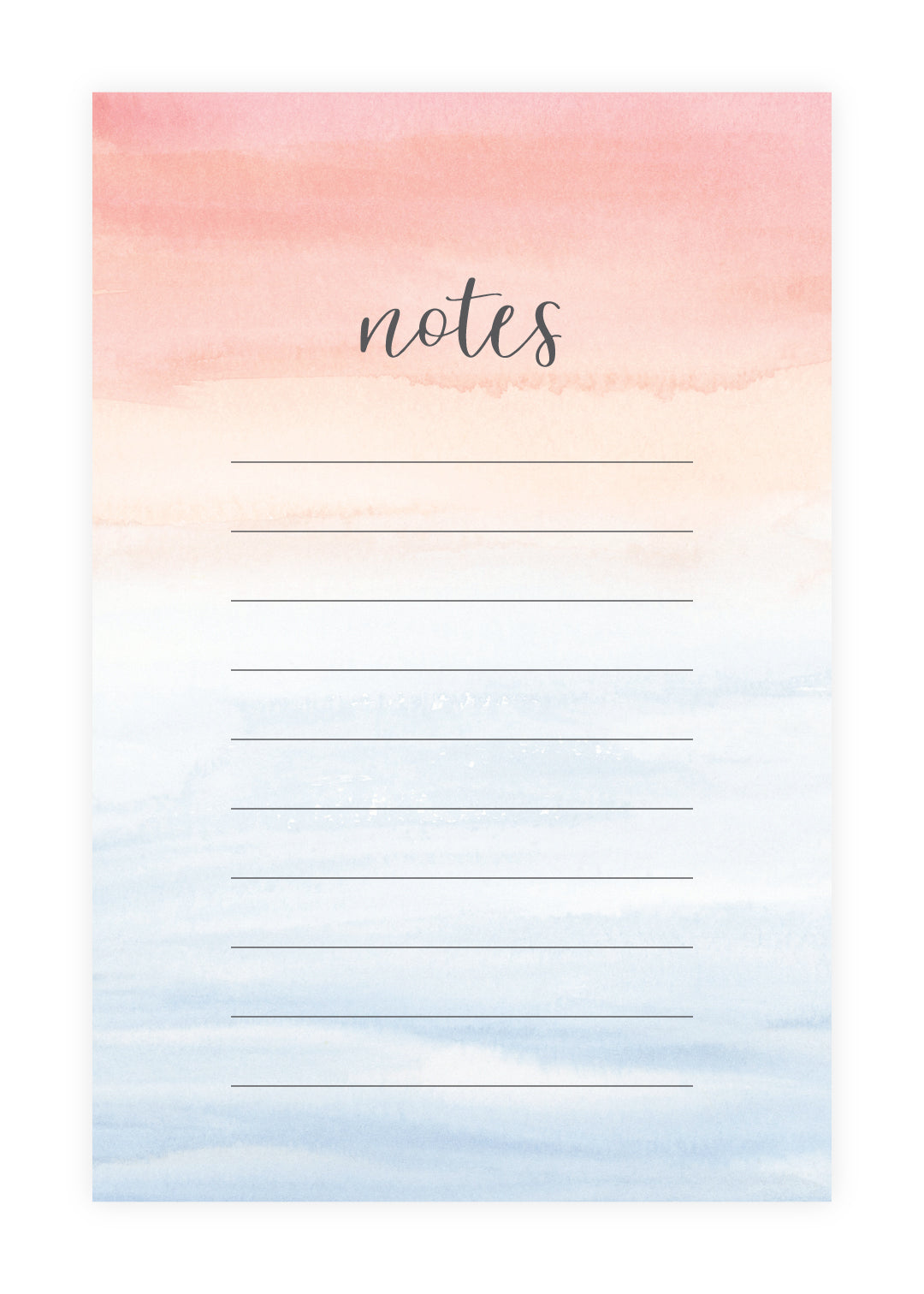 Pink and Blue Ombre Watercolor Notepad