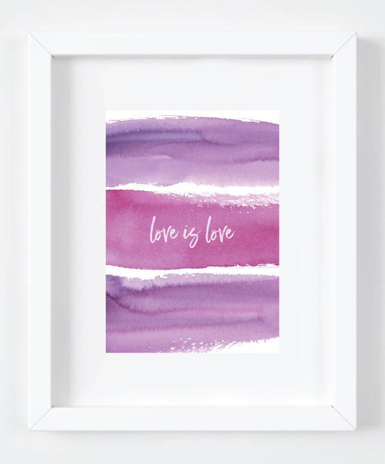 Love Is Love Purple Watercolor Art Print