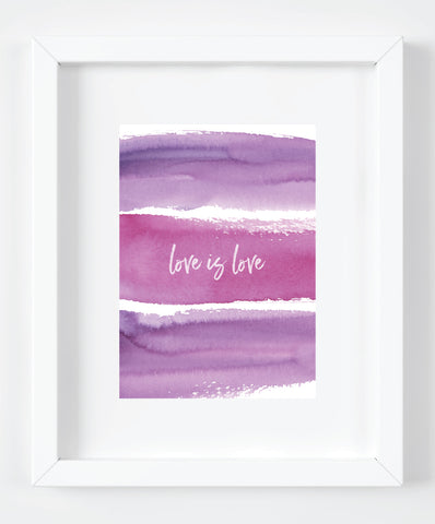 Love Is Love Purple Watercolor Art Print