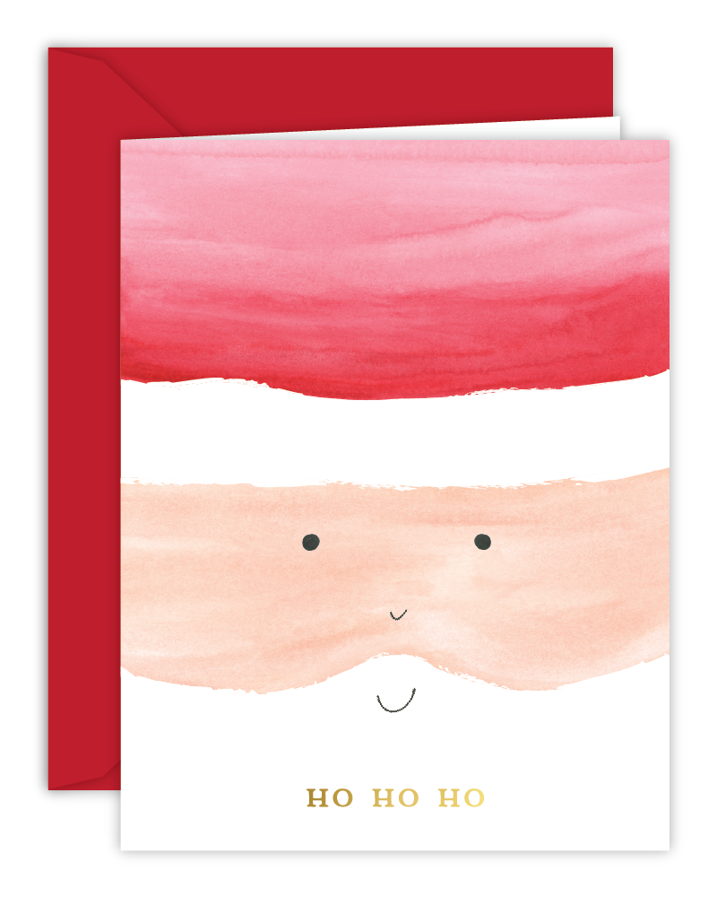 Ho Ho Ho Santa Watercolor Christmas Card