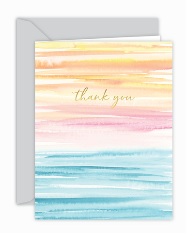 Thank You Sunset Watercolor Wash Card