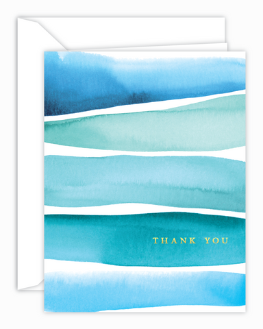 Teal Stripes Thank You Watercolor Card