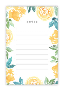 Yellow Watercolor Floral Notepad